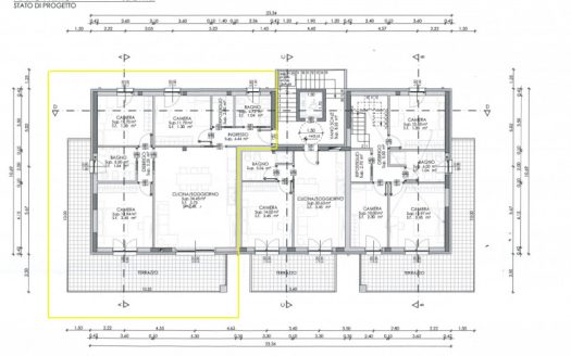 Tricamere con terrazza in palazzina in costruzione