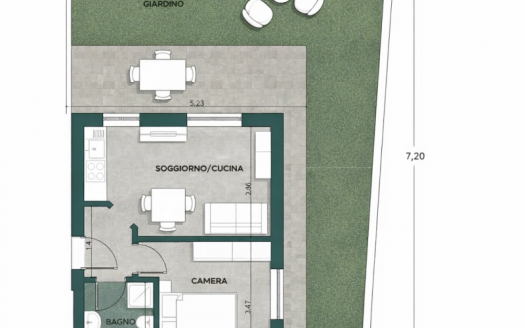 Bilocale con giardino a Termeno